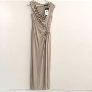 RALPH LAUREN Metallic Brooch Gown